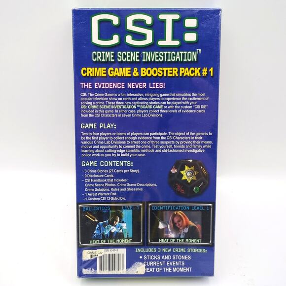 CSI: Crime Scene Investigation Game & Booster Pack #1 Factory Sealed Card Game - Picture 2 of 2